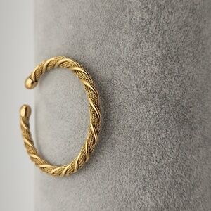 18K Gold Plated Cable Twist Cuff Bracelet – Waterproof, Tarnish-Proof